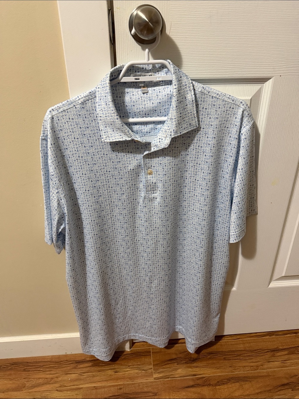 Peter Millar Light Blue Micro-Print Polo